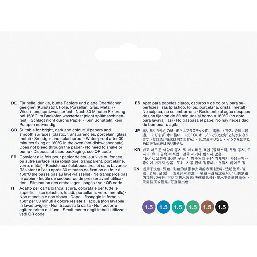 Faber-Castell Non-Permanent Marker Creative – Rundspitze 1,5 mm – Sortiert – 6er-Set – Trocken abwischbar