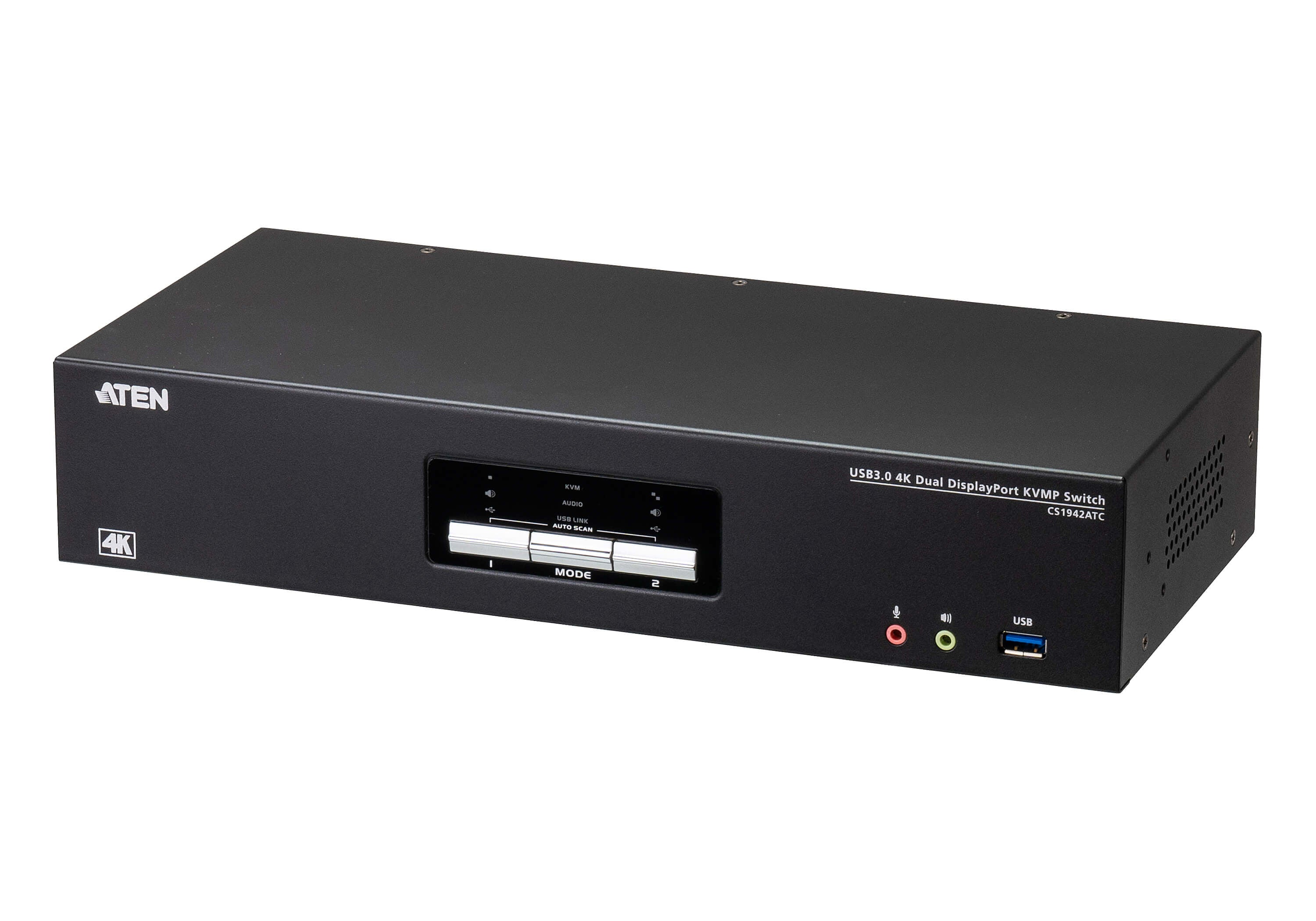 ATEN CS1942ATC KVM-Switch – 2× DP, 2× USB-A, 3,5 mm Audio, für ATC-Systeme