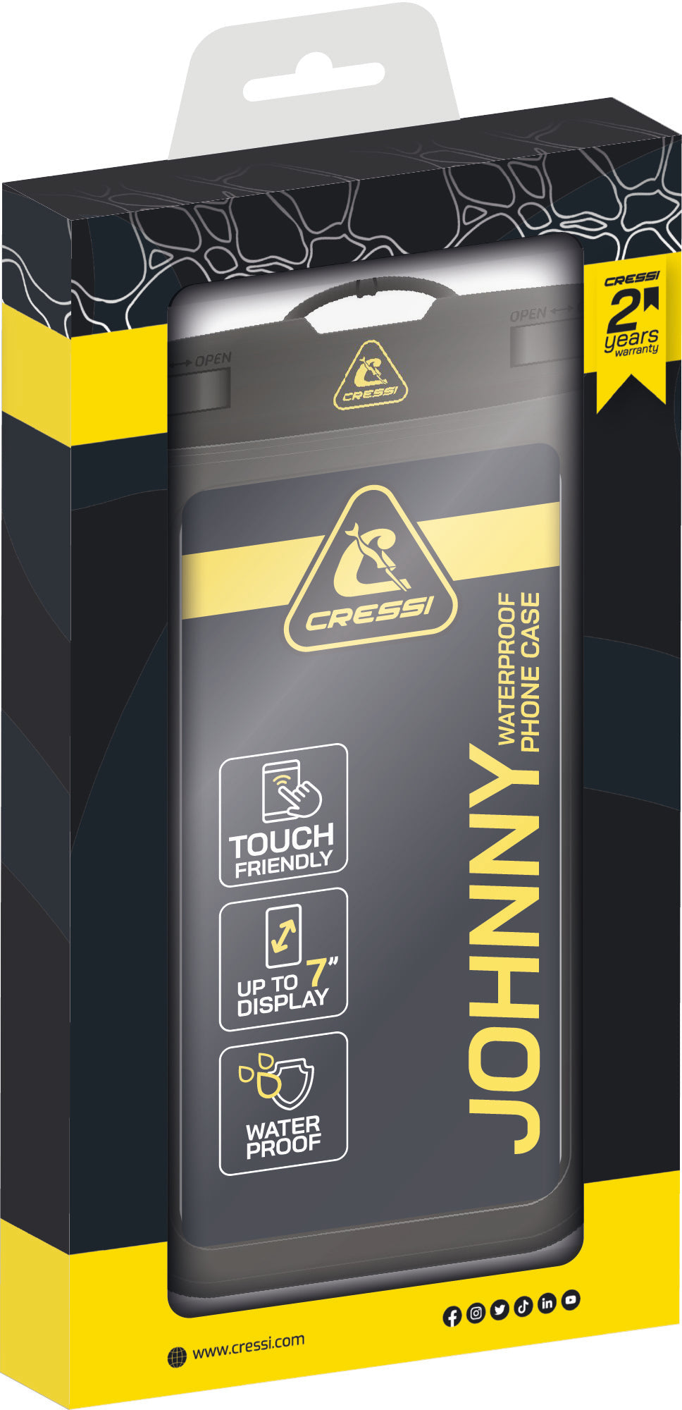 Cressi Johnny Pouch / Umhängetasche – für Smartphones bis 7", Schwarz / Transparent, Wasserdicht
