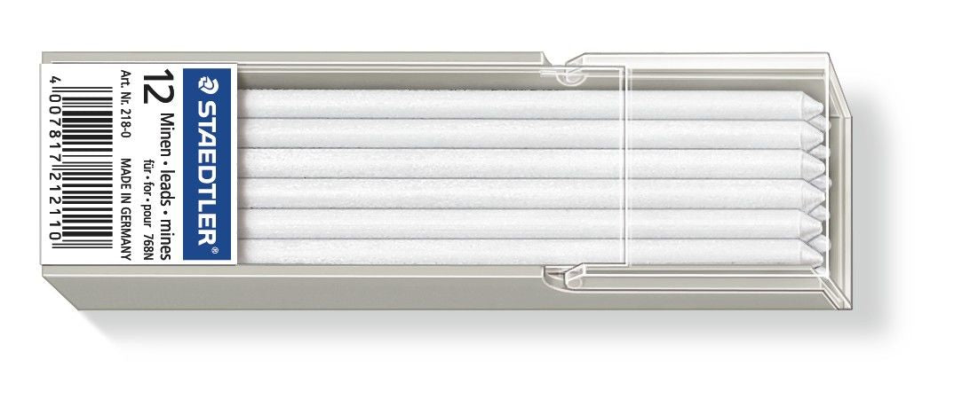 Staedtler Bleistiftminen Lumocolor Omnichrom 218 für Lumocolor Omnichrom 768 – Weiss, 3 mm, 12 Stk.