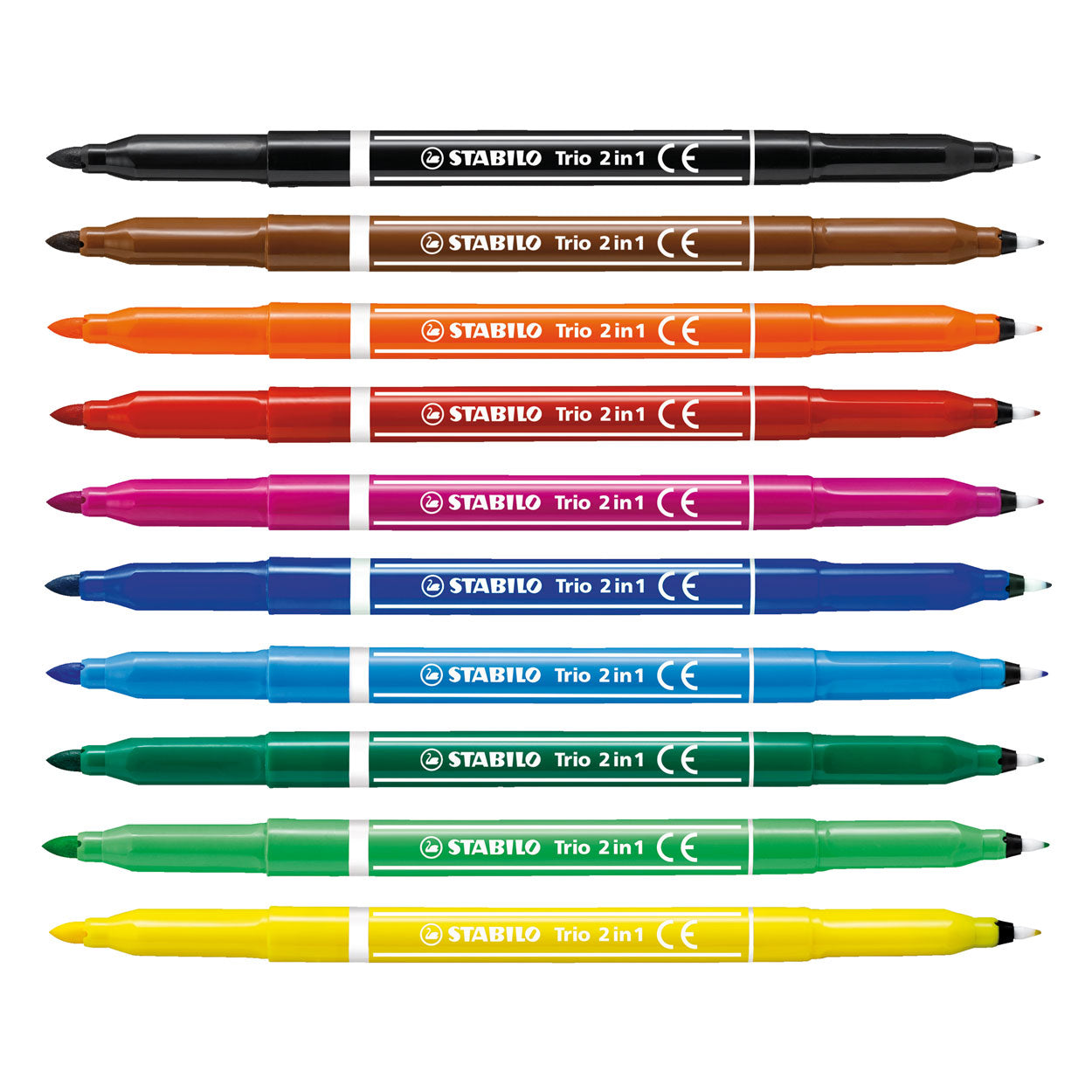 STABILO Trio 2in1 Fineliner Etui – 10er Etui, 0,5–2,0 mm, sortiert
