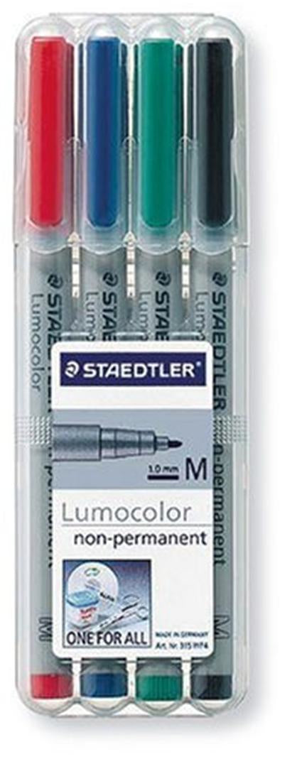 Staedtler Non-Permanent Marker Lumocolor – mittel 0,8-1 mm – 4er-Set – sortiert – nachfüllbar