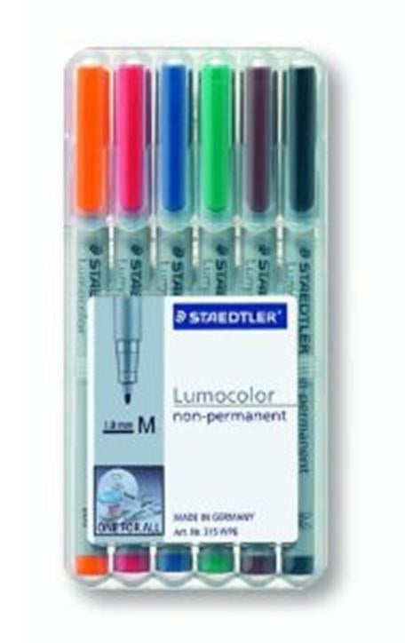 Staedtler Non-Permanent Marker Lumocolor – mittel 0,8-1 mm – sortiert – 6er-Set – nachfüllbar