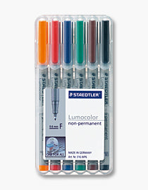 Staedtler Non-Permanent-Marker Lumocolor – fein 0,6 mm – sortiert – 6er-Set – nachfüllbar