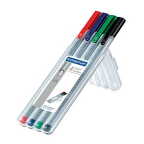 STAEDTLER triplus Fineliner Etui – 0,3 mm, schwarz, blau, grün, rot
