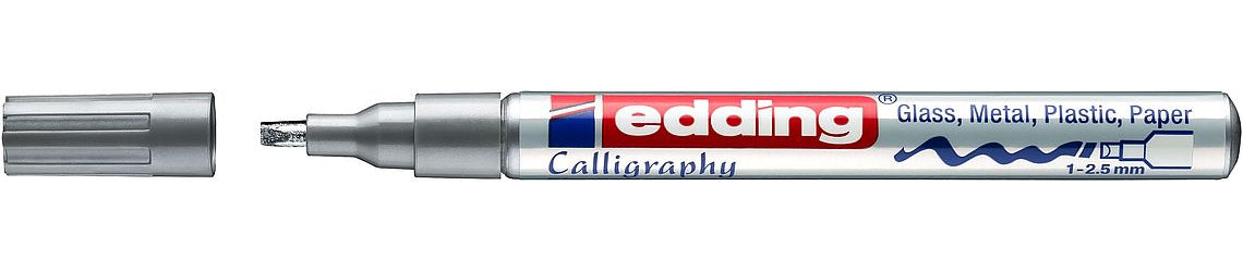 Edding Kalligrafiestift für Glas, Metall, Kunststoff – Silber Metallic