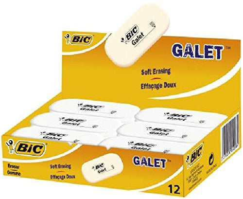 BIC Radiergummi Galet – weiss, 12 Stk.