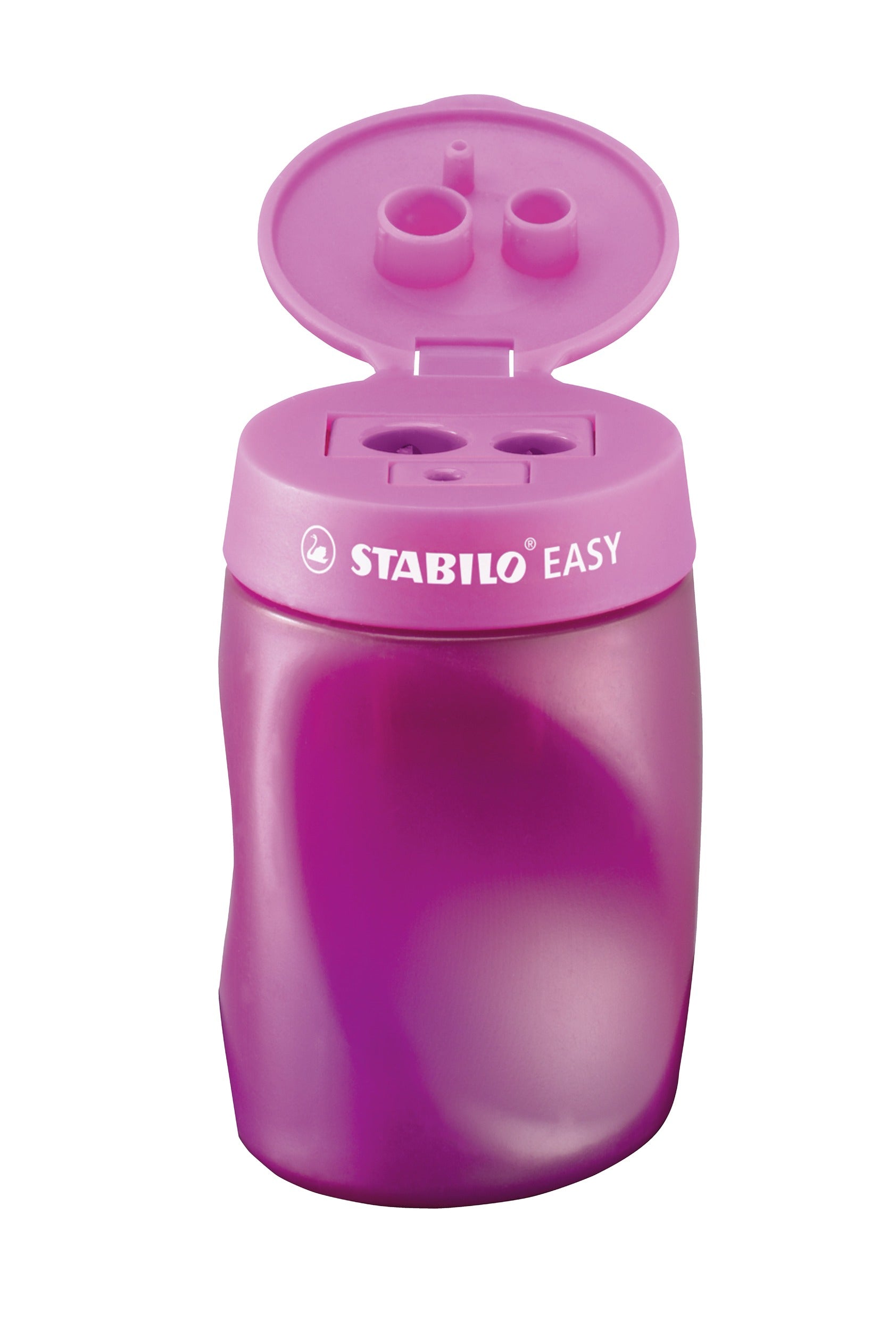 STABILO EASYsharpener Dreifach-Spitzdose – für Linkshänder – Kunststoff – Pink – Kindersicherung