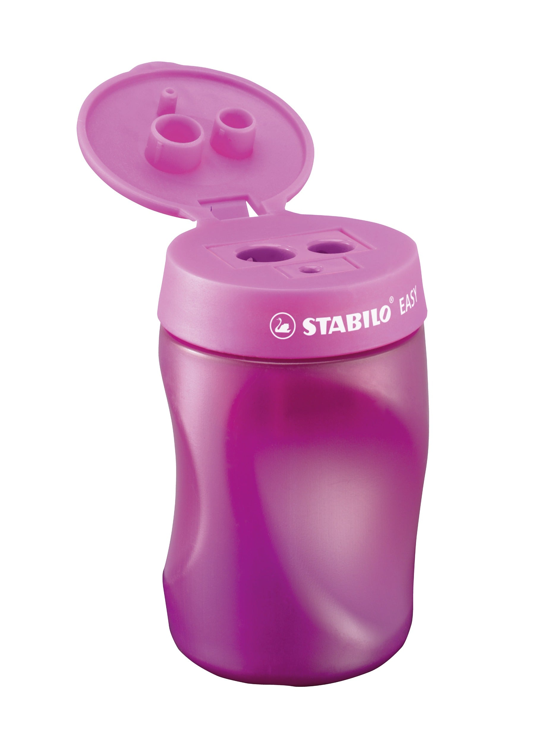 STABILO EASYsharpener Dreifach-Spitzdose – für Linkshänder – Kunststoff – Pink – Kindersicherung