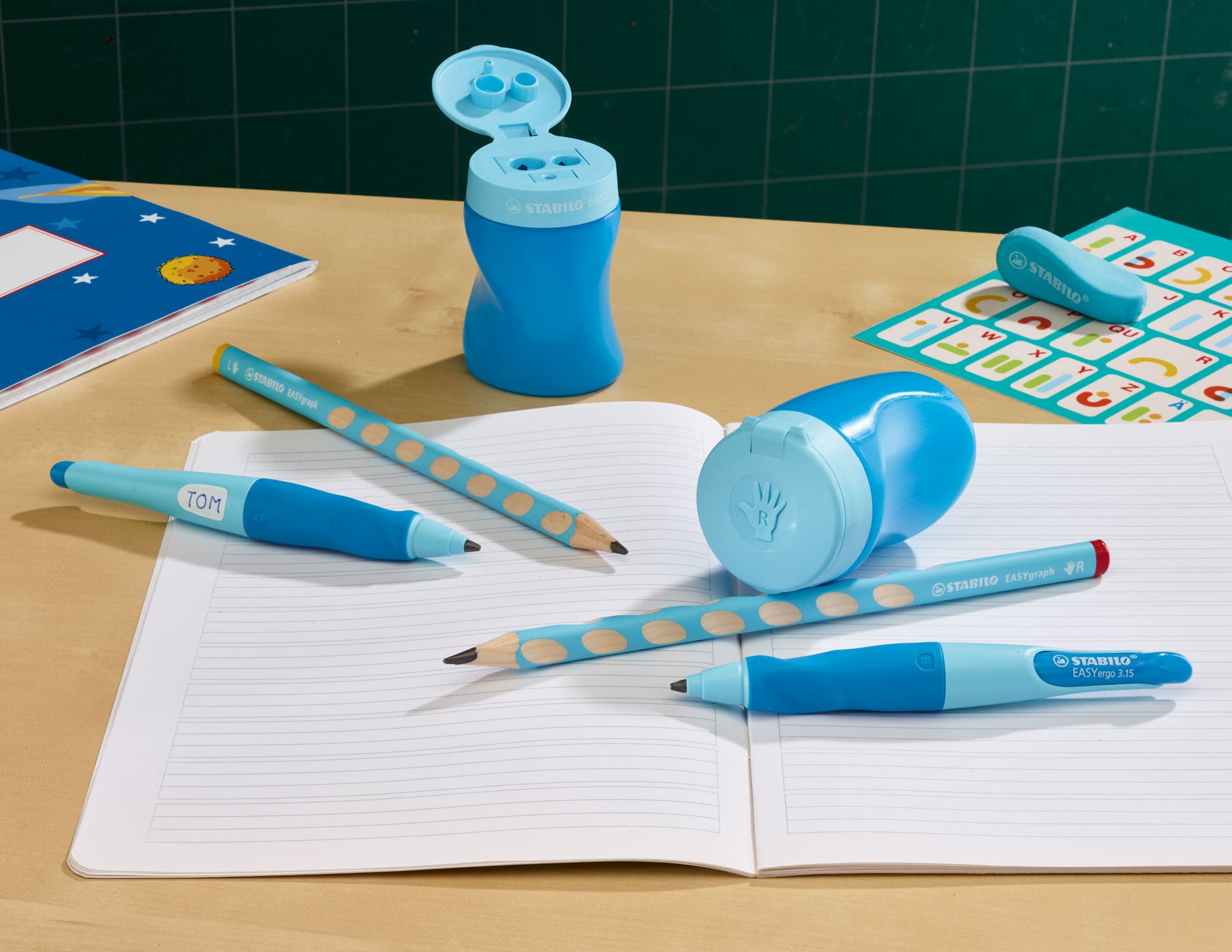 STABILO EASYsharpener Dreifach-Spitzdose – Kunststoff – Blau – Linkshänder