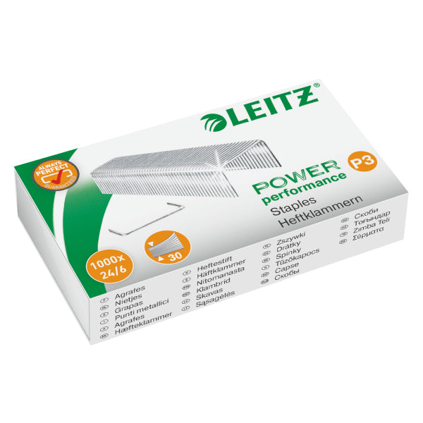 Leitz Heftklammern 24/6 – 6 mm – verzinkt, silber – 1000 Stk.