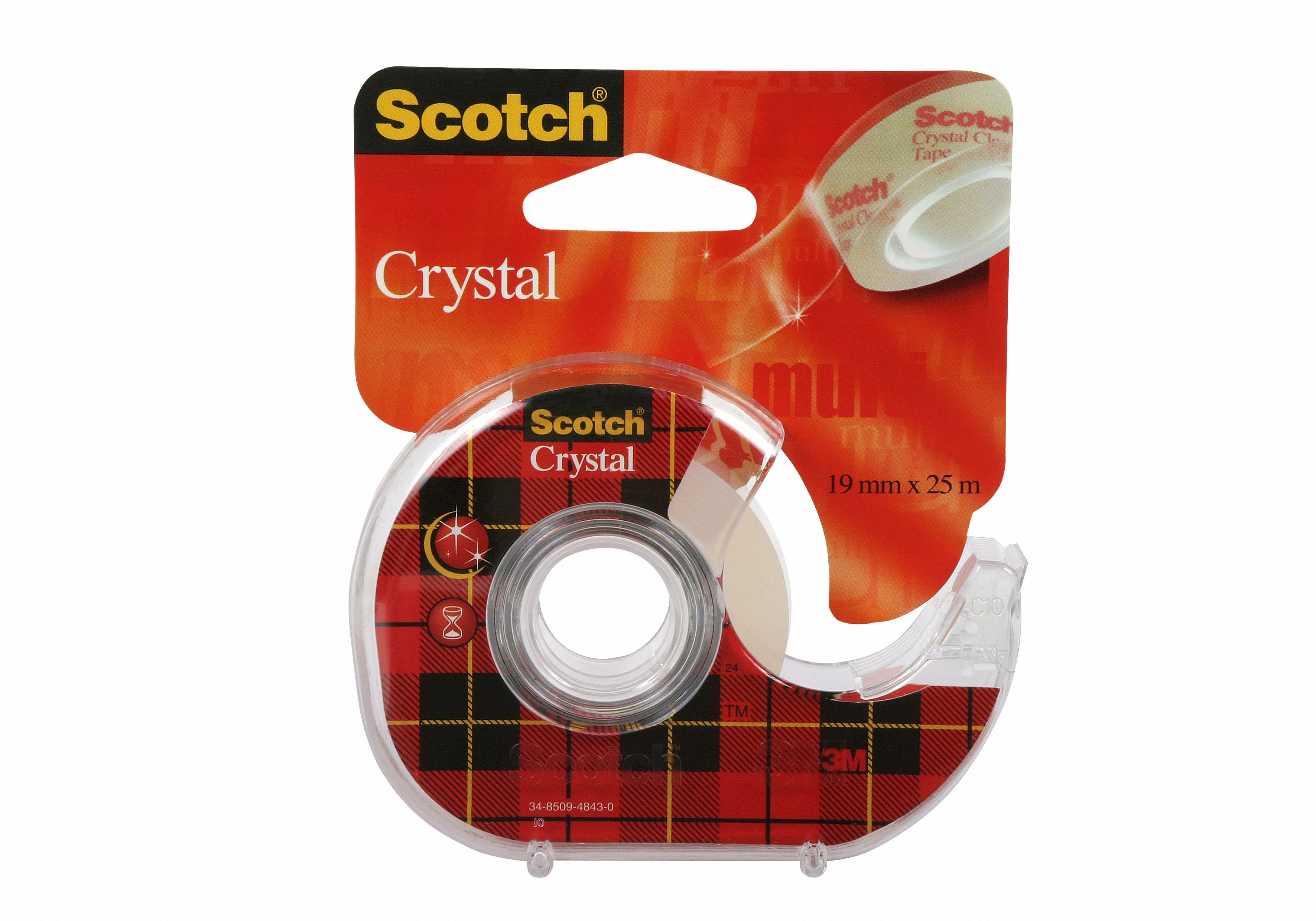 Scotch Handabroller Crystal – für Klebeband bis 19 mm × 25 m, inkl. 1 Rolle 19 mm × 25 m
