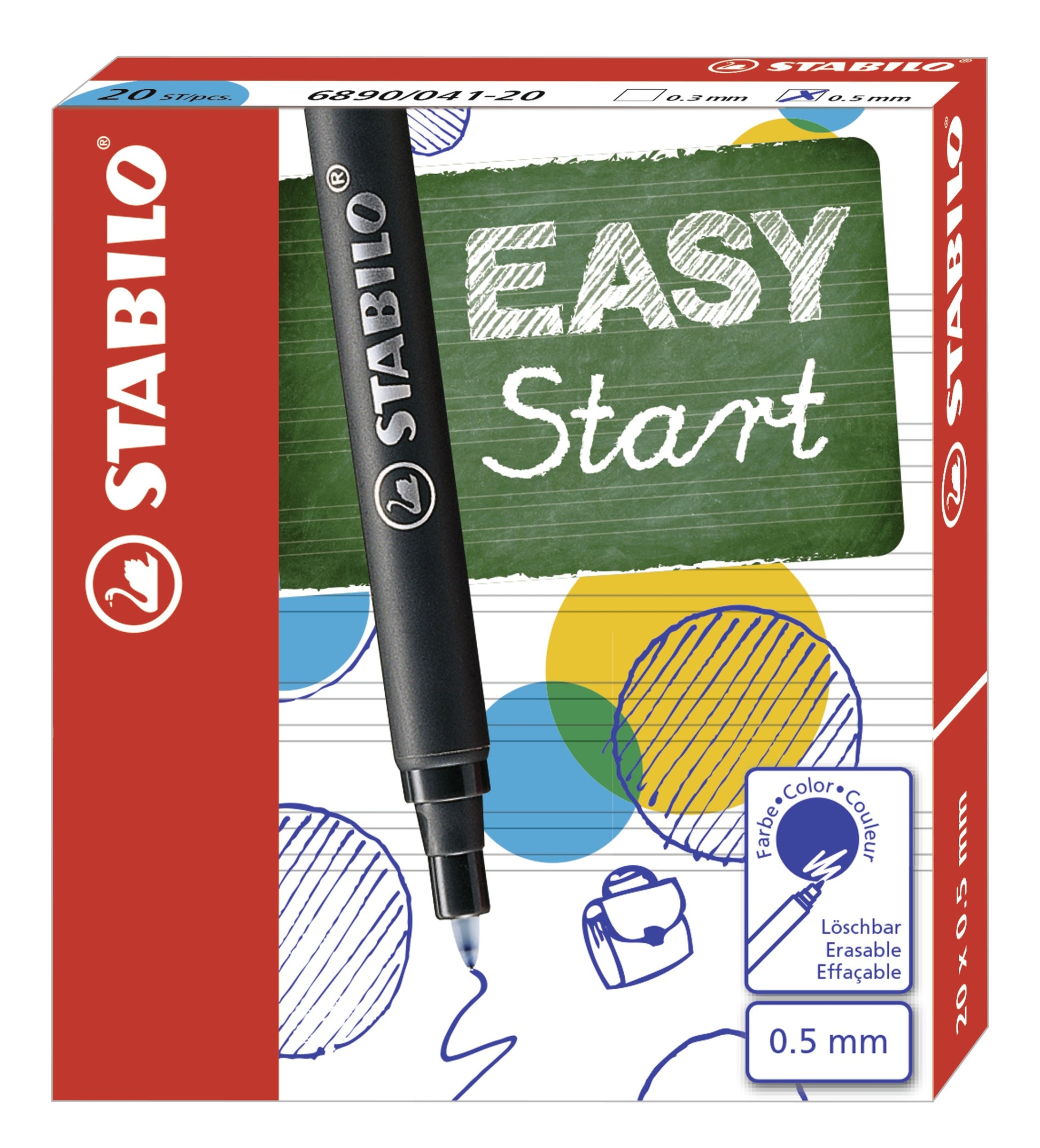 STABILO EASYoriginal Start Tintenrollerpatronen – Blau, 0,5 mm, geruchsarm, 20 Stk.