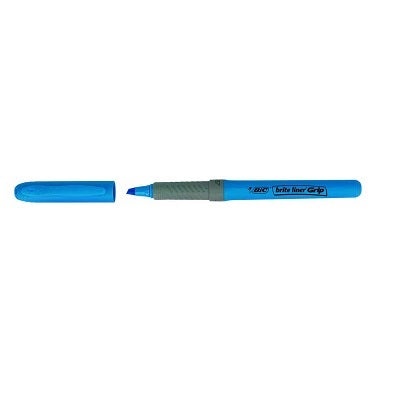BIC Brite Liner Grip Textmarker – 12er Set, Farben: Blau, Keilspitze