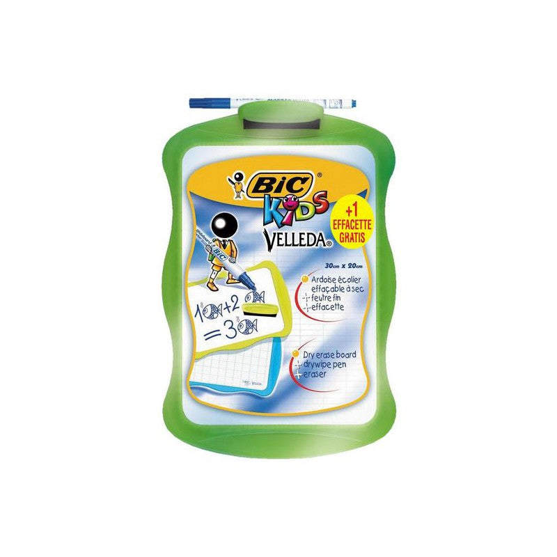 BIC Velleda Whiteboard – doppelseitig, abwischbar, inkl. Marker und Wischer – 20 × 30 cm