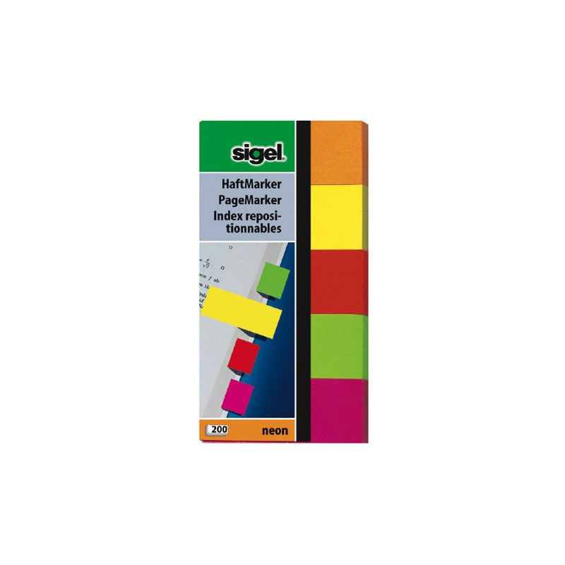 Sigel Haftnotizen – 20×50 mm – sortiert, 5×40 Blatt, recyclingfähig