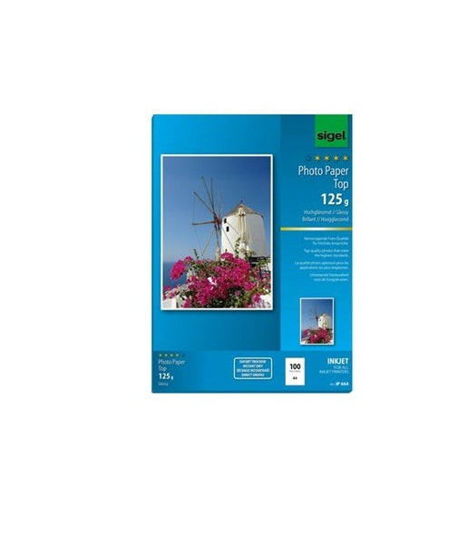 Sigel IP664 Fotopapier – hochglänzend, A4, 125 g/m², 100 Blatt – für Inkjet-Drucker