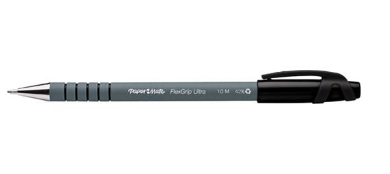 Papermate FlexGrip Elite Kugelschreiber – 12er Pack, Schwarz, Spitze 0,8 mm, Druckknopf