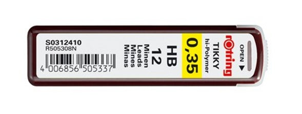 Rotring S0312410 Polymer-Minen – HB, 0,35 mm, 12er-Pack