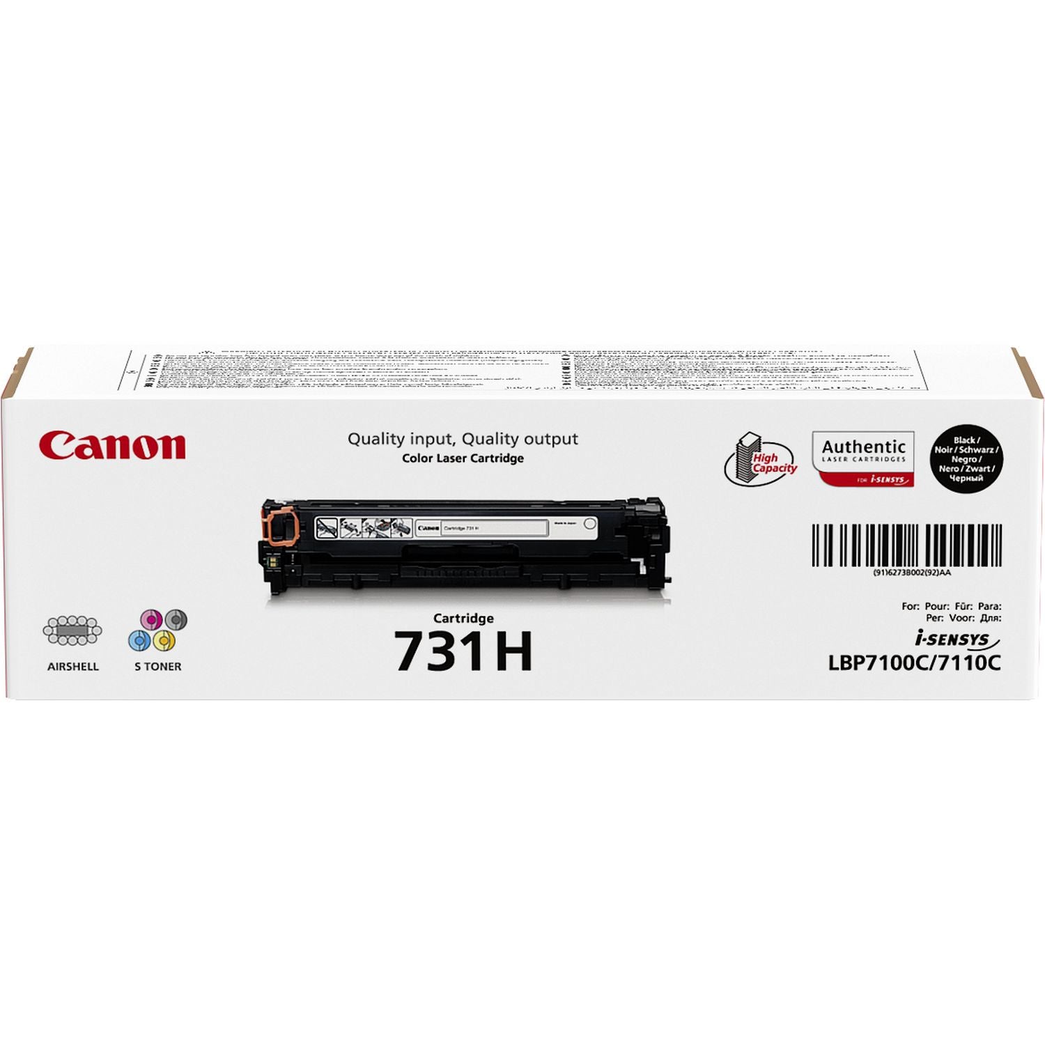 Canon 731H (6273B002) Schwarzer Toner – Original XL – 2'400 Seiten – für Canon LBP7110Cw