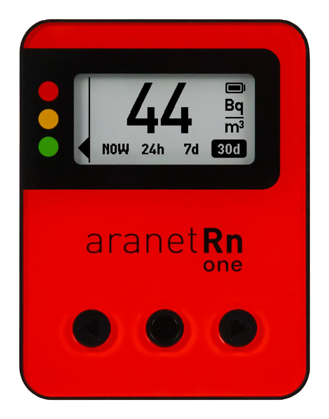 Aranet Radon One – Radondetektor, Bluetooth, E-Ink-Display, 7 Jahre – Schwarz/Rot