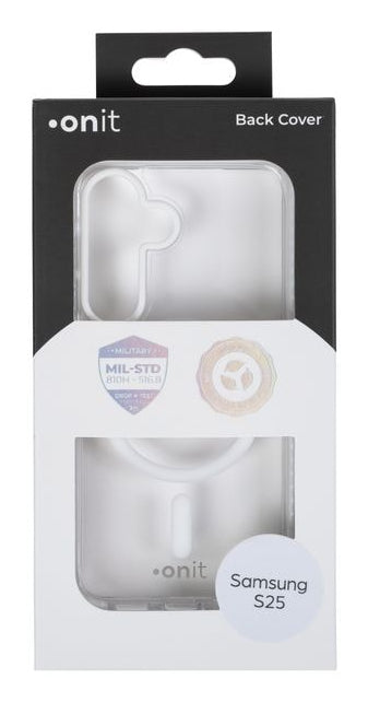 ONIT Mill.Std. Backcover – für Samsung Galaxy S25, MagSafe, PC+TPE+TPU, Transparent, bis 3 m Sturzschutz