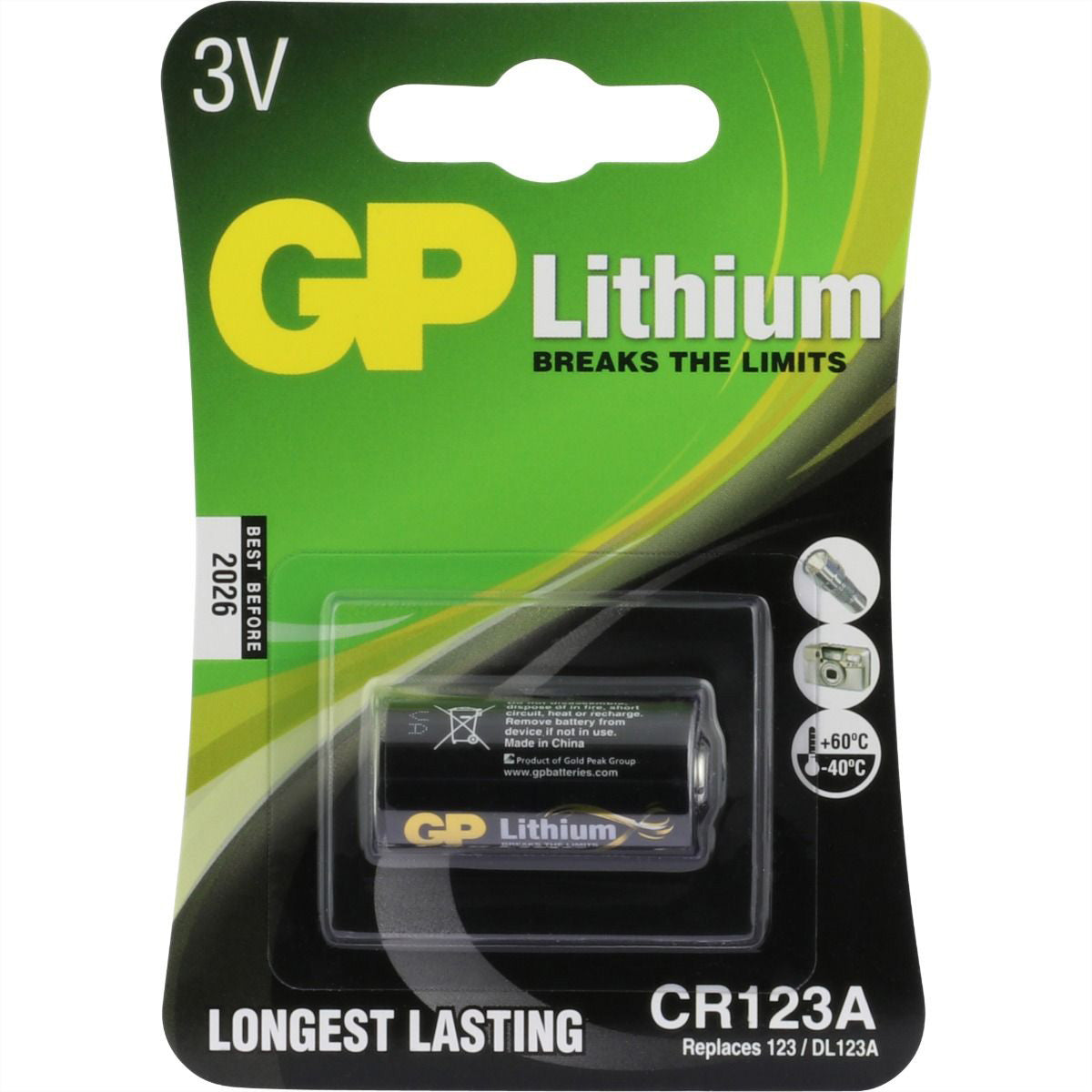 GP Batteries CR123A Batterie, Lithium, 3 V – 1 Stk.