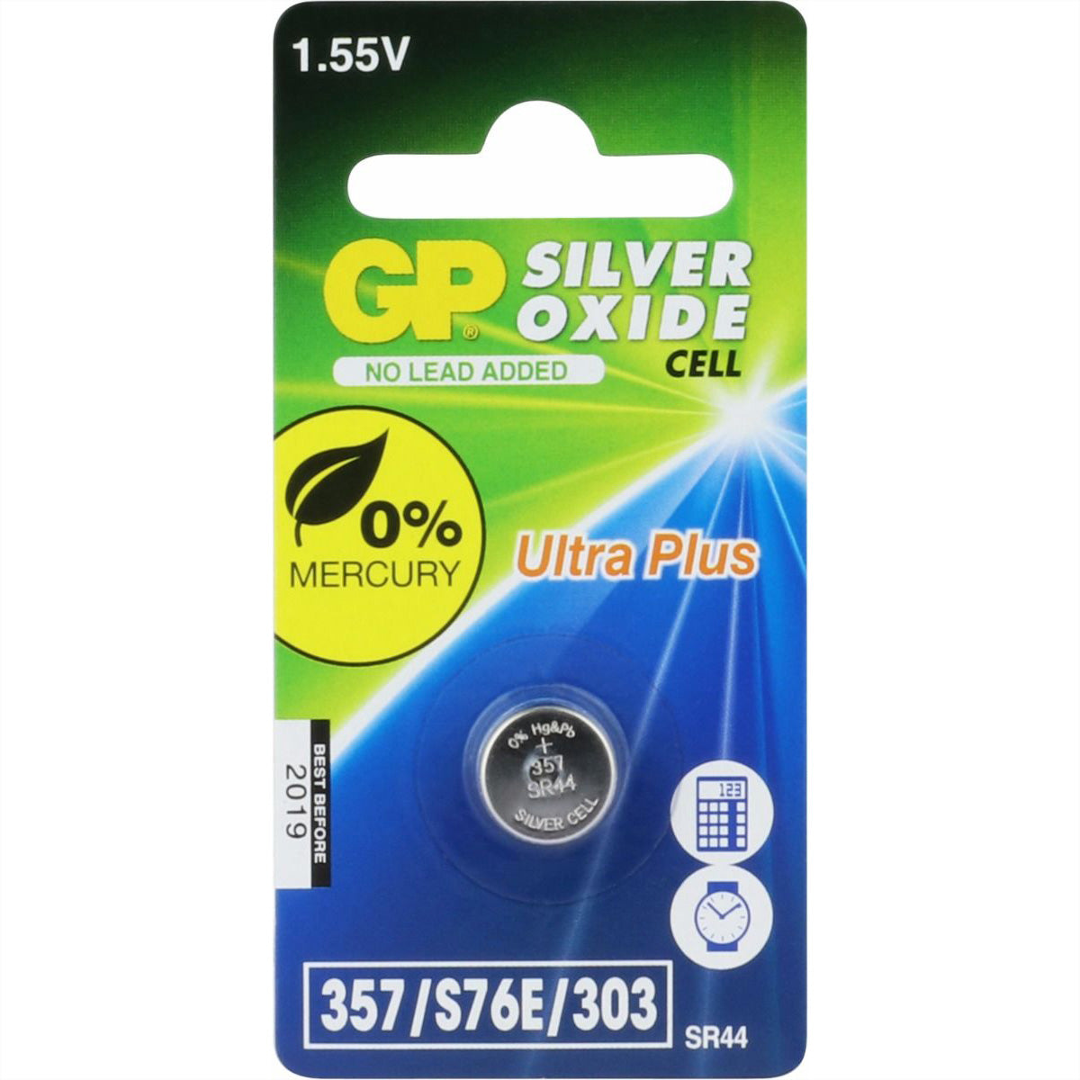 GP Batteries Knopfzelle SR44, Silberoxid, 1,55 V