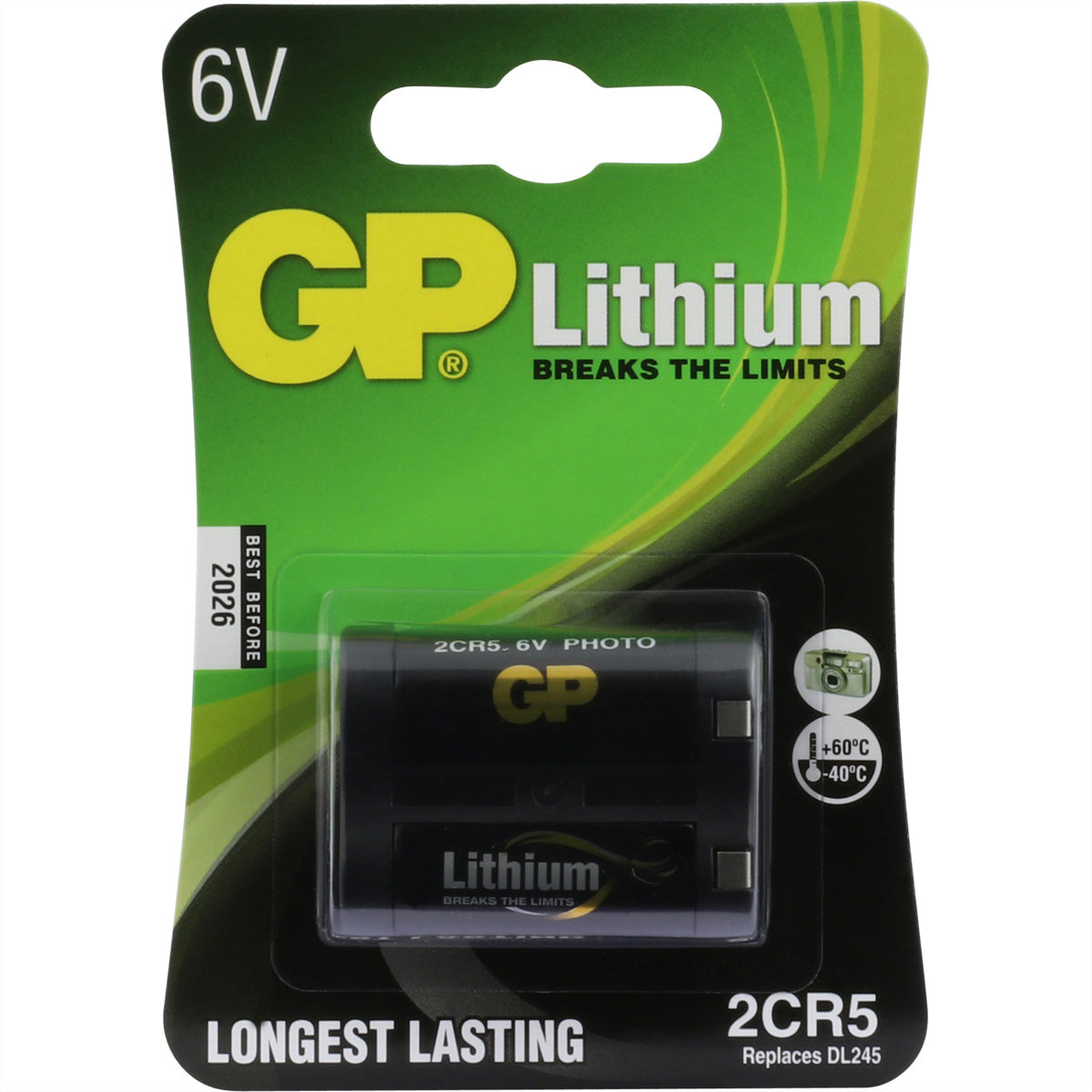 GP Batteries 2CR5 Batterie, Lithium, 1400 mAh, 6 V – 1 Stk.