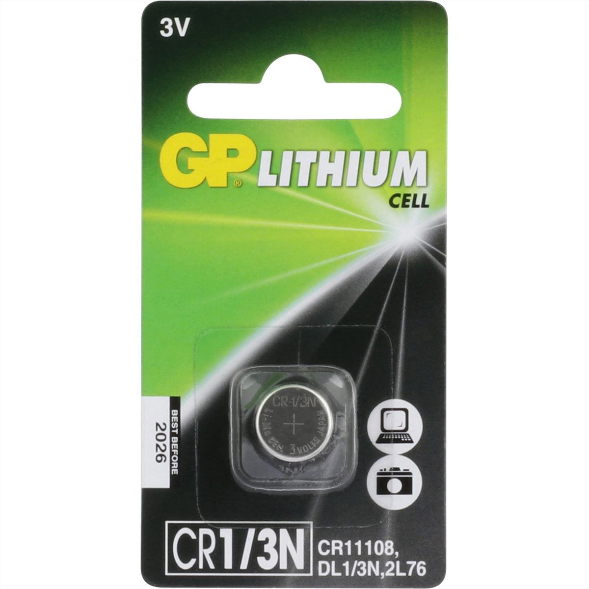 GP Batteries Knopfzelle CR1/3N, Lithium, 3 V – 1 Stk.