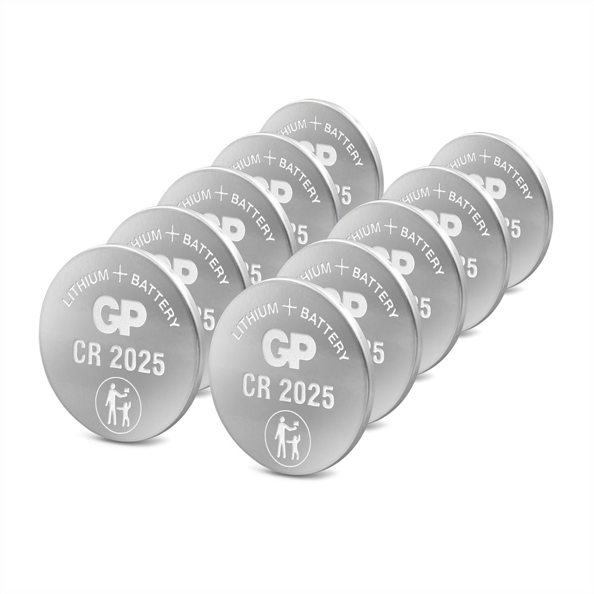 GP Batteries Knopfzellen CR2025, Lithium, 3 V – 10 Stk.