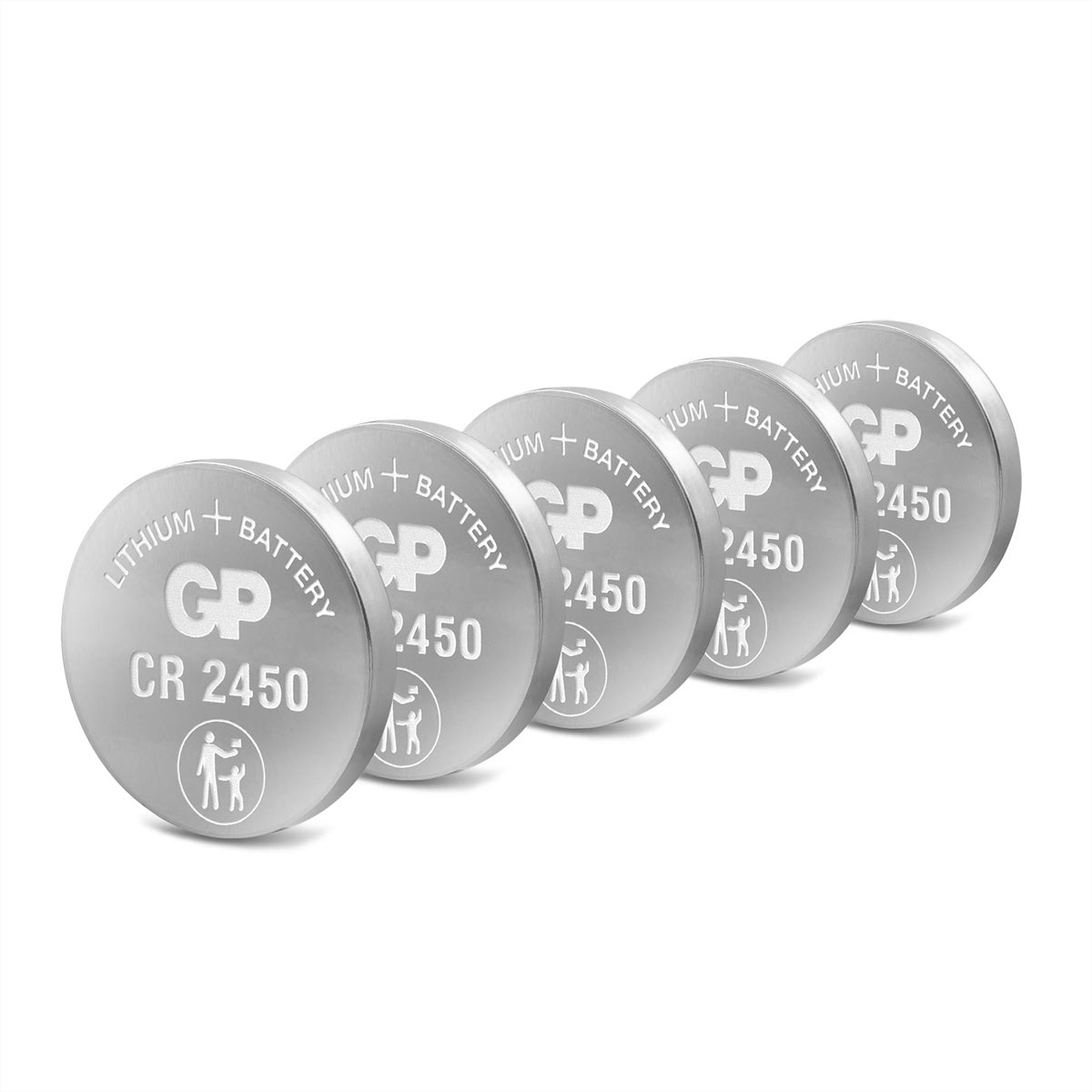 GP Batteries Knopfzellen CR2450, Lithium, 3 V – 5 Stk.