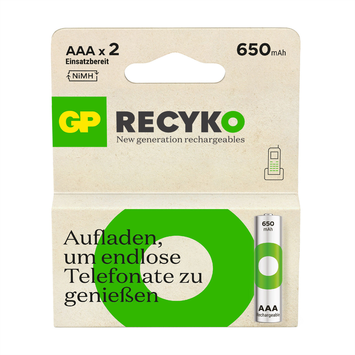GP Batteries AAA Akkus, NiMH, 650 mAh, 1,2 V