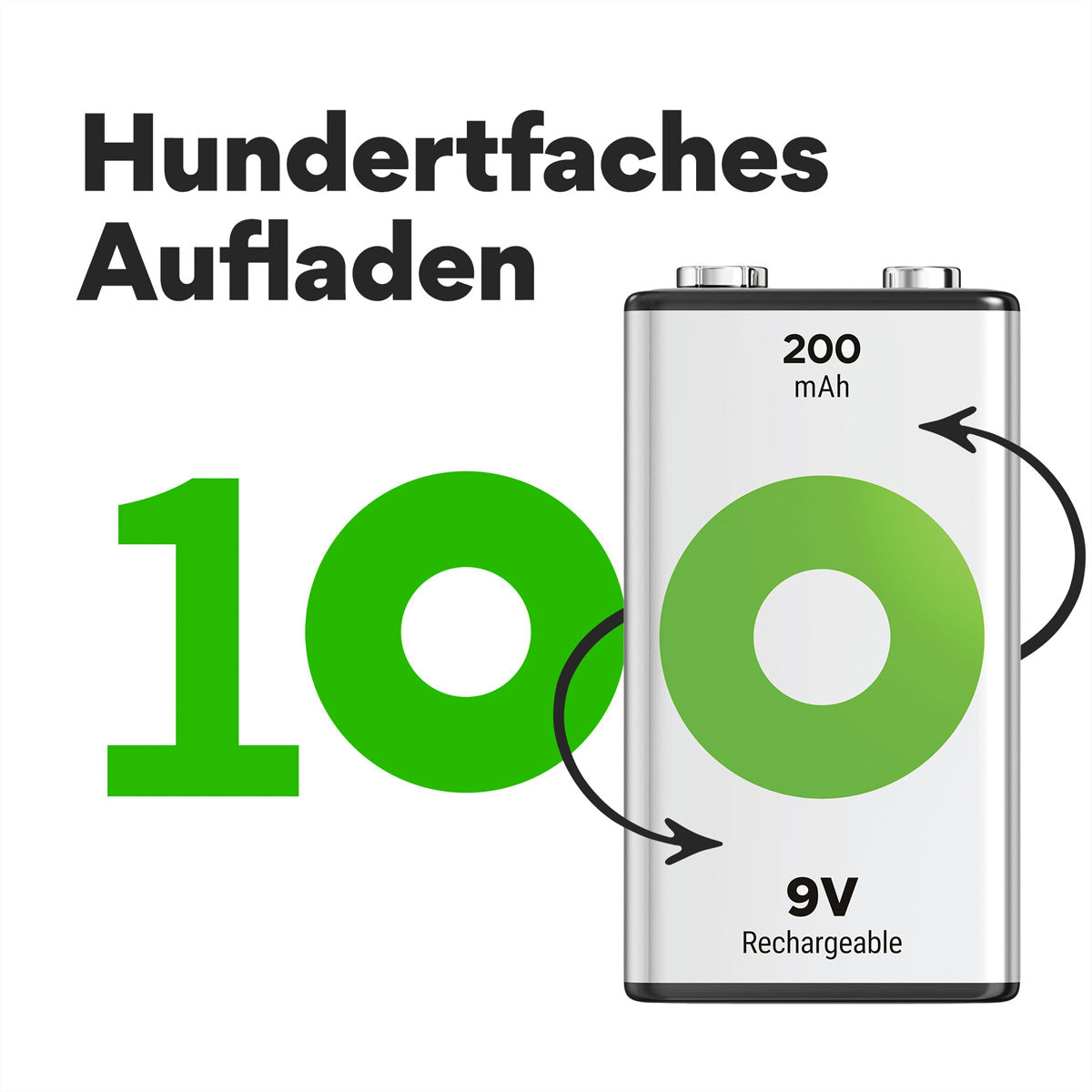 GP Batteries Recyko+ 9V Akku, NiMH, 200 mAh, 8,4 V – 1 Stk.