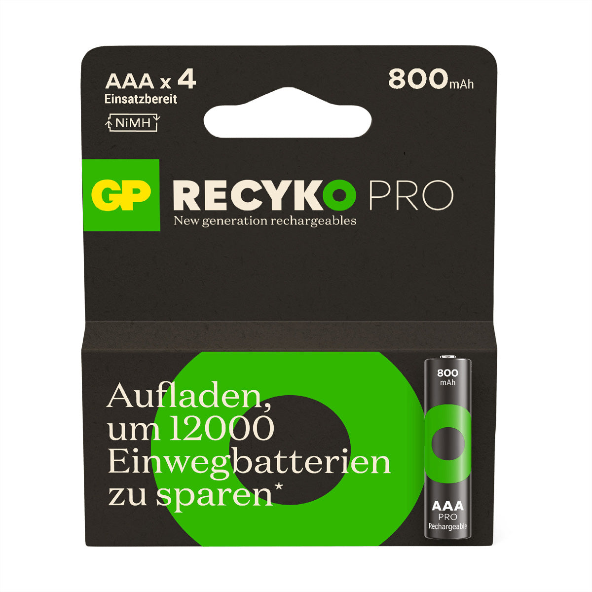 GP Batteries AAA Akkus, NiMH, 800 mAh, 1,2 V – 4 Stk.