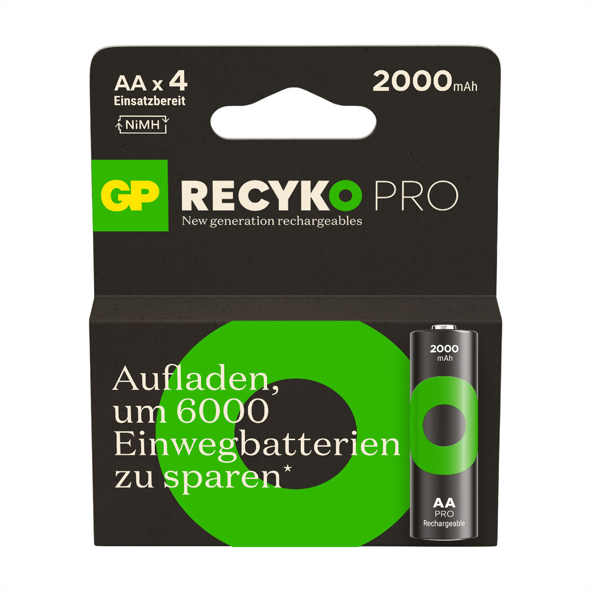 GP Batteries AA Akkus – NiMH, 2000 mAh, 1,2 V – 4 Stk.