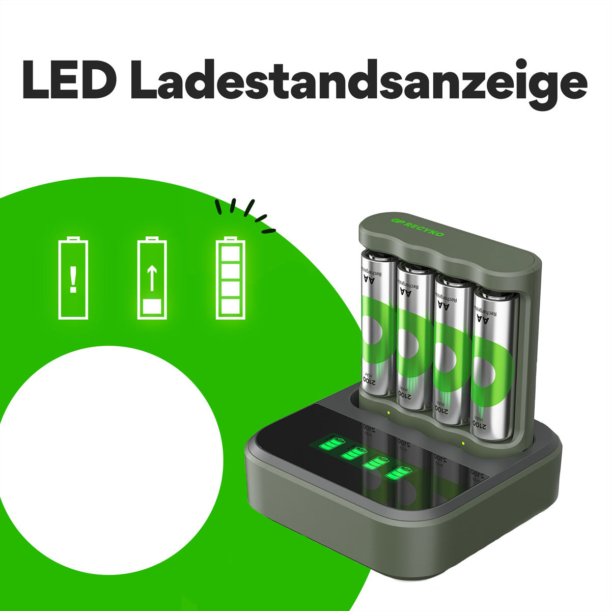 GP Batteries B421 Batterieladegerät 4× – für AA – inkl. 4× AA 2100 mAh