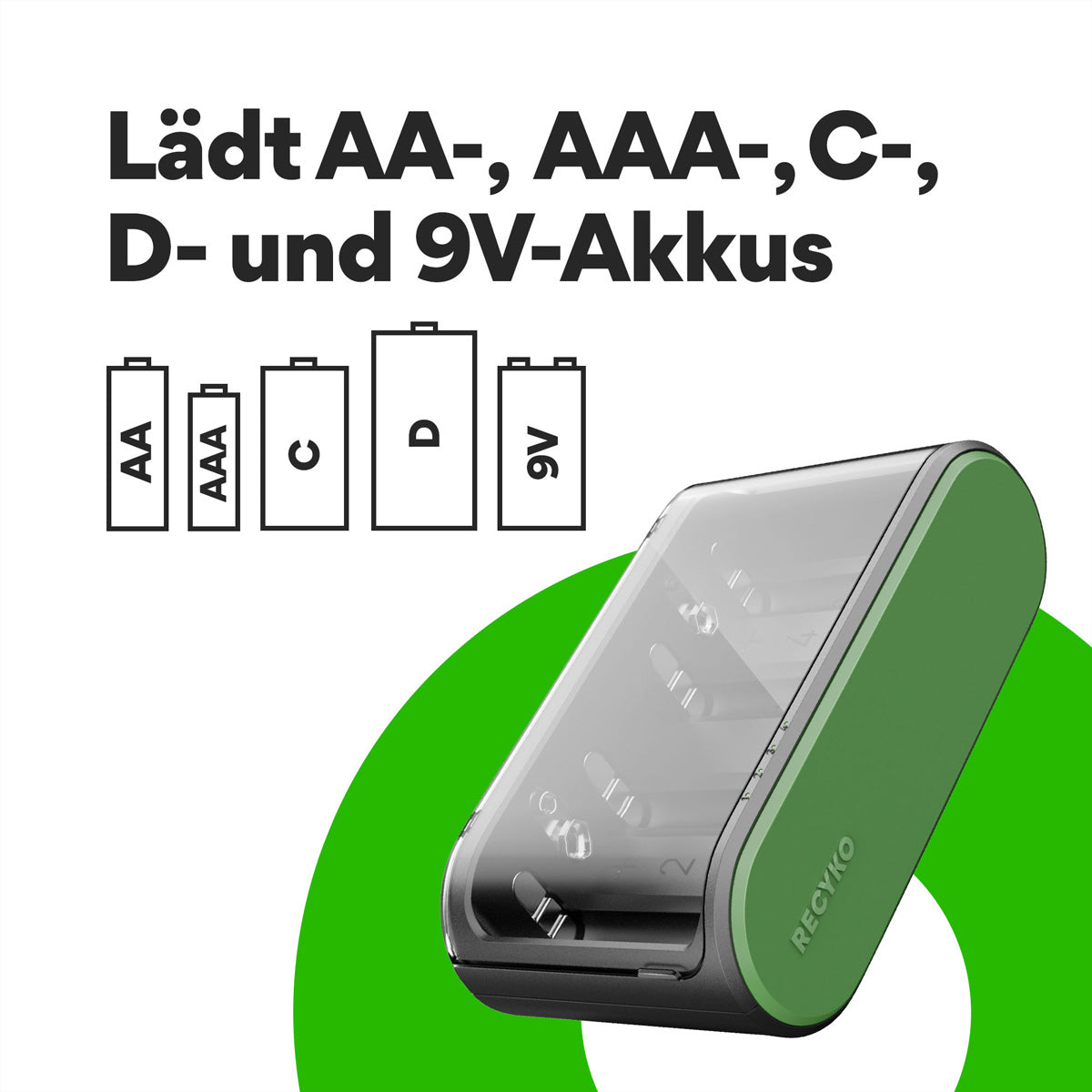 GP Batteries B631 Batterieladegerät 6× – für NiMH-Akkus (AA, AAA, C u. a.) – USB 5 V/2 A, Schwarz