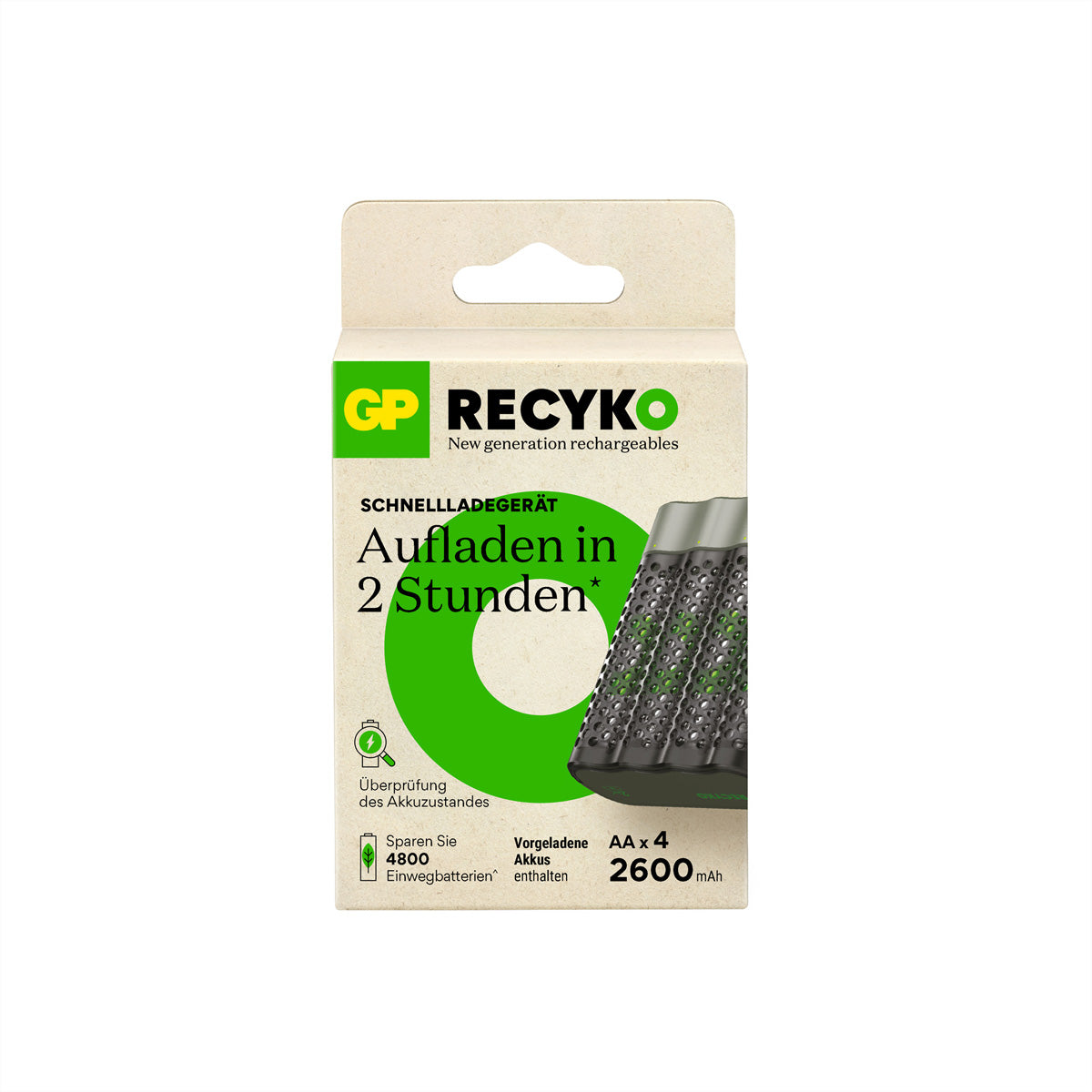 GP Batteries M451 Batterieladegerät 4× – für AA/AAA (NiMH) – inkl. 4× AA 2600 mAh