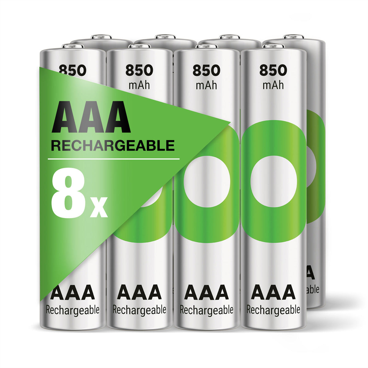 GP Batteries AAA Akkus, NiMH, 850 mAh, 1,2 V – 8 Stk.