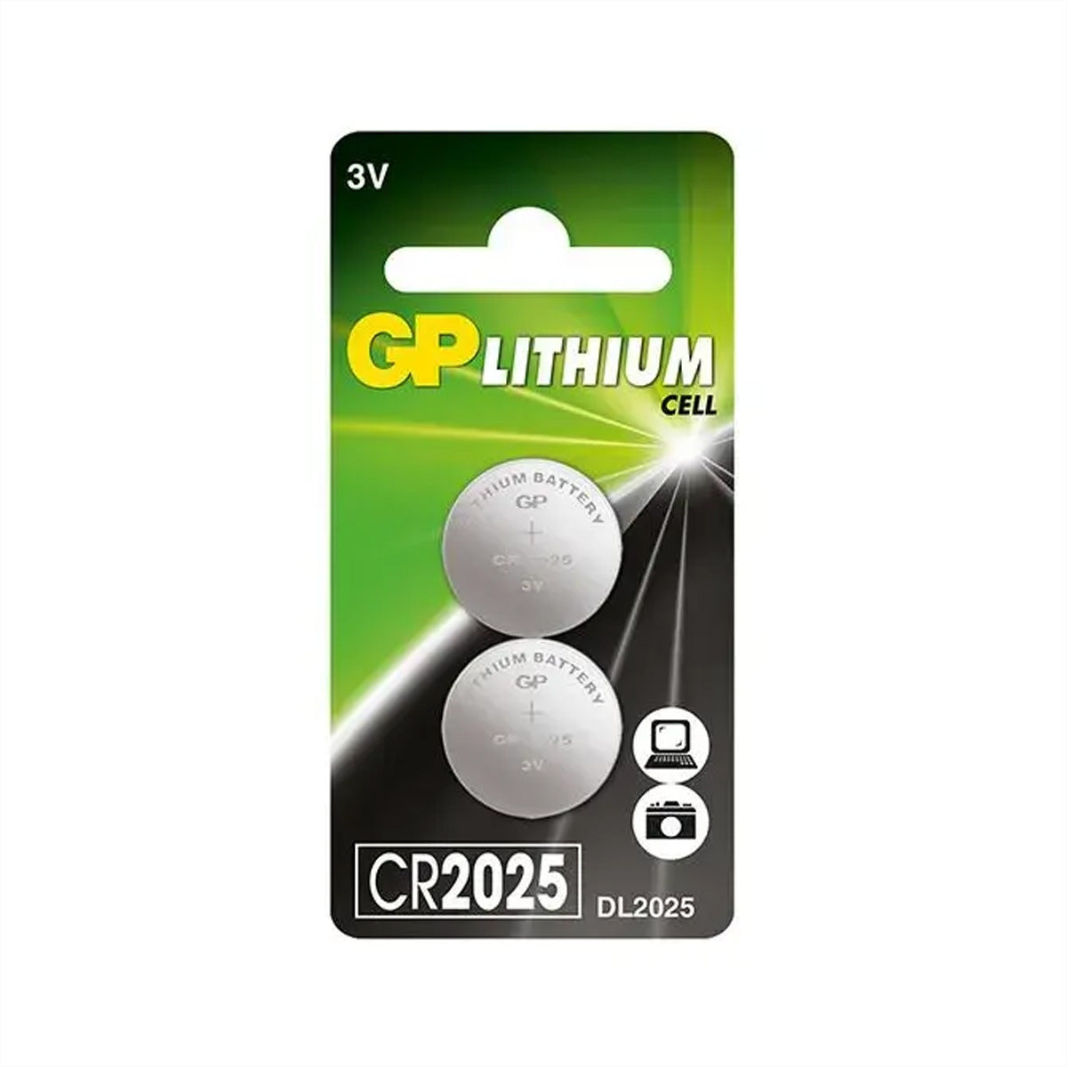 GP Batteries Knopfzellen CR2025, Lithium, 3 V – 2 Stk.