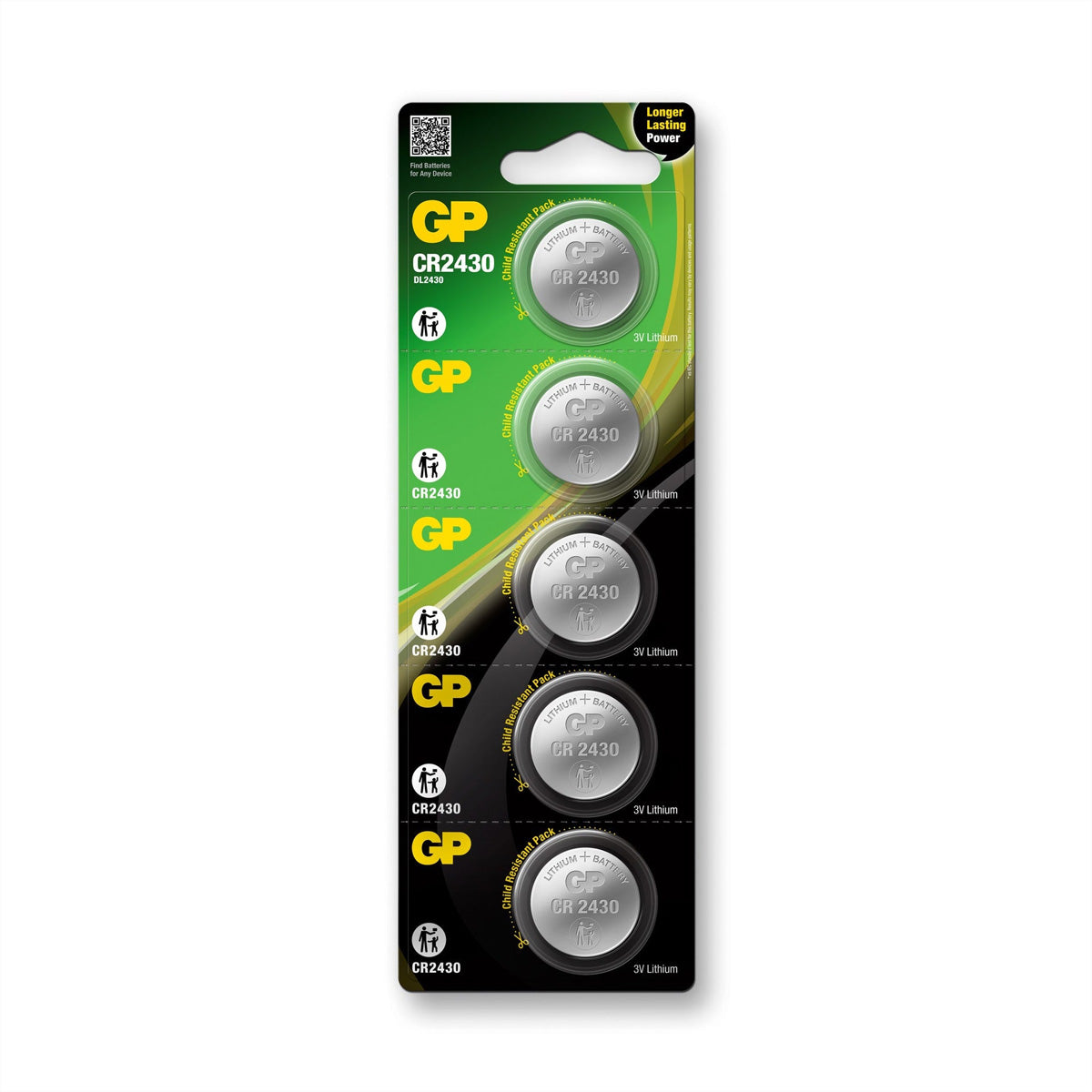 GP Batteries Knopfzellen CR2430, Lithium, 3 V – 2 Stk.