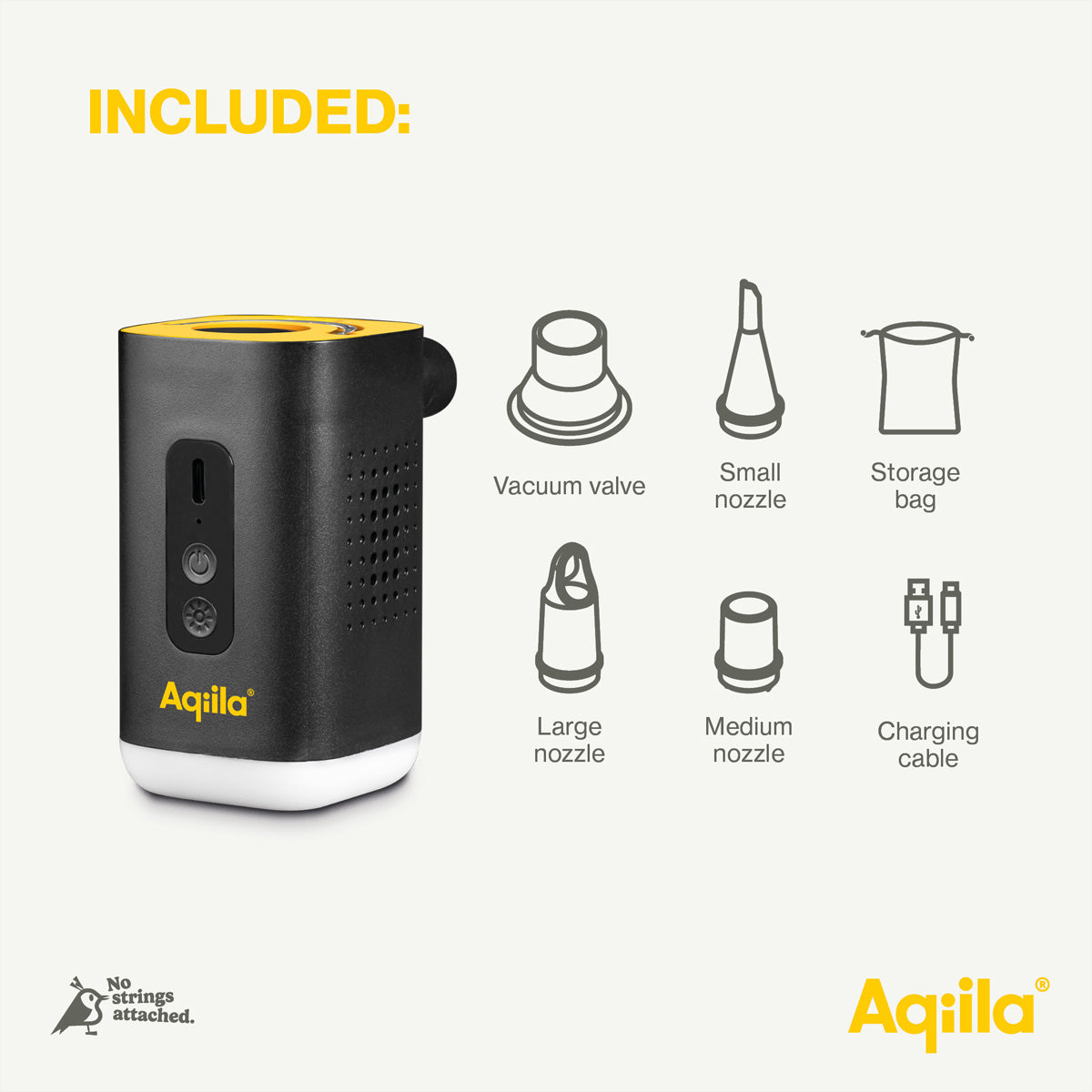 Aqiila Airbird C2 – 5 V – 35 W – 1,2 Ah – Inkl. USB-Kabel, 4 Ventiladapter, Tragetasche