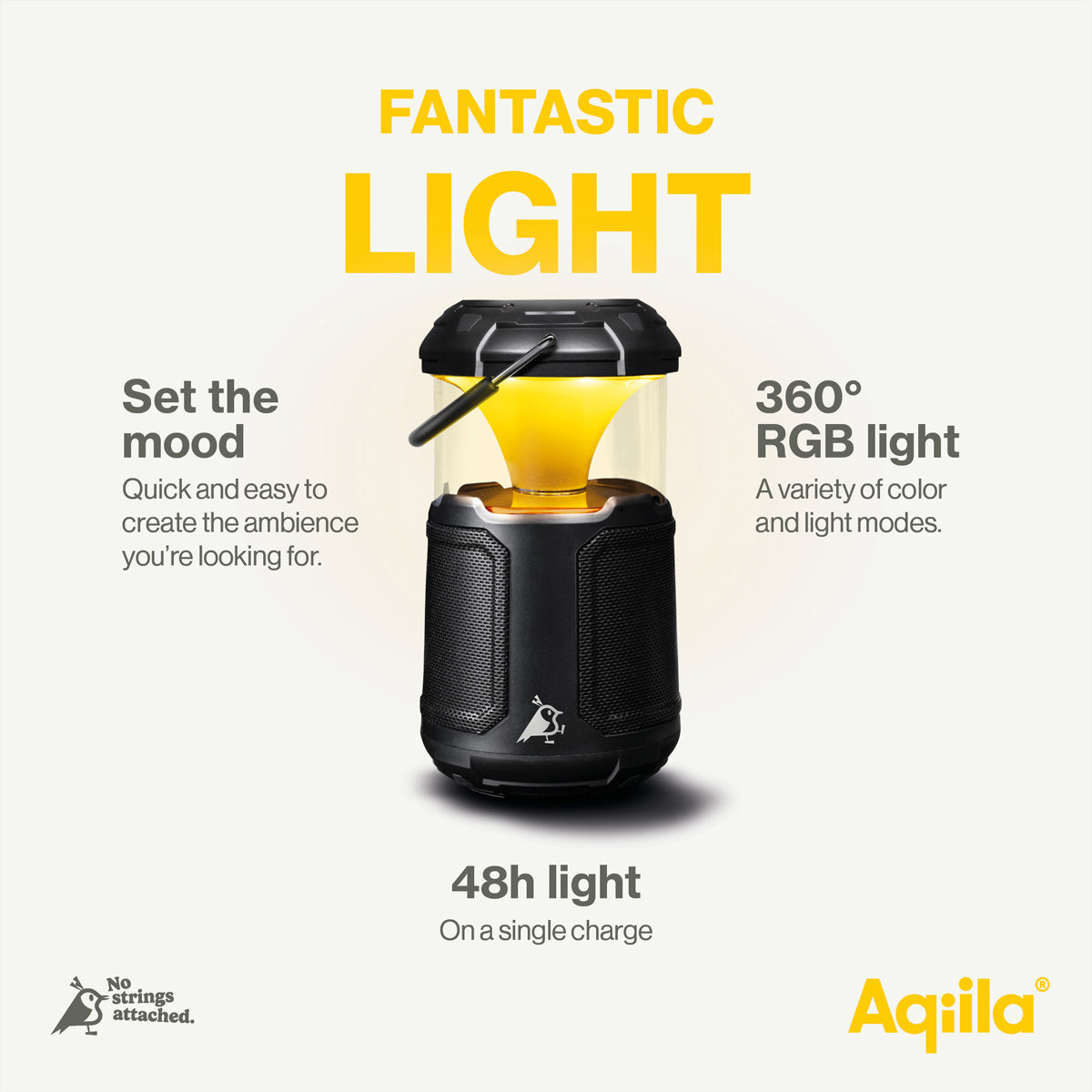 Aqiila Soundbird B10 – Bluetooth-Lautsprecher – mit Lampe & Powerbank, 20 W, 12 h, Schwarz