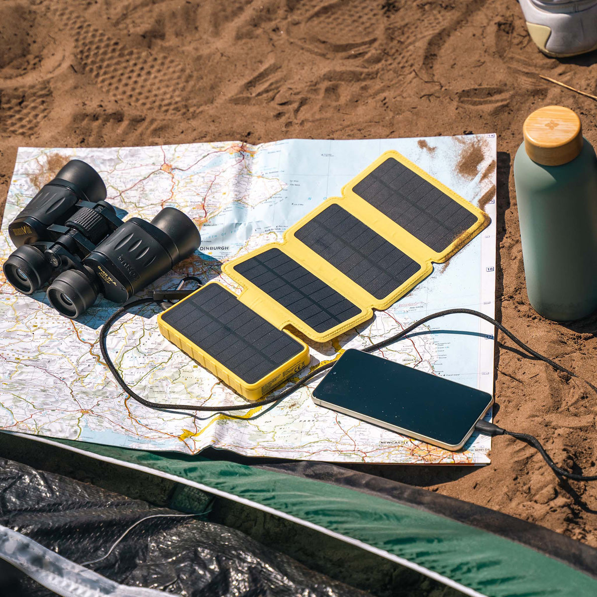Aqiila Powerbird BS10 Solar Powerbank 10'000 mAh – 20 W PD, 1× USB-C, 1× USB-A, gelb