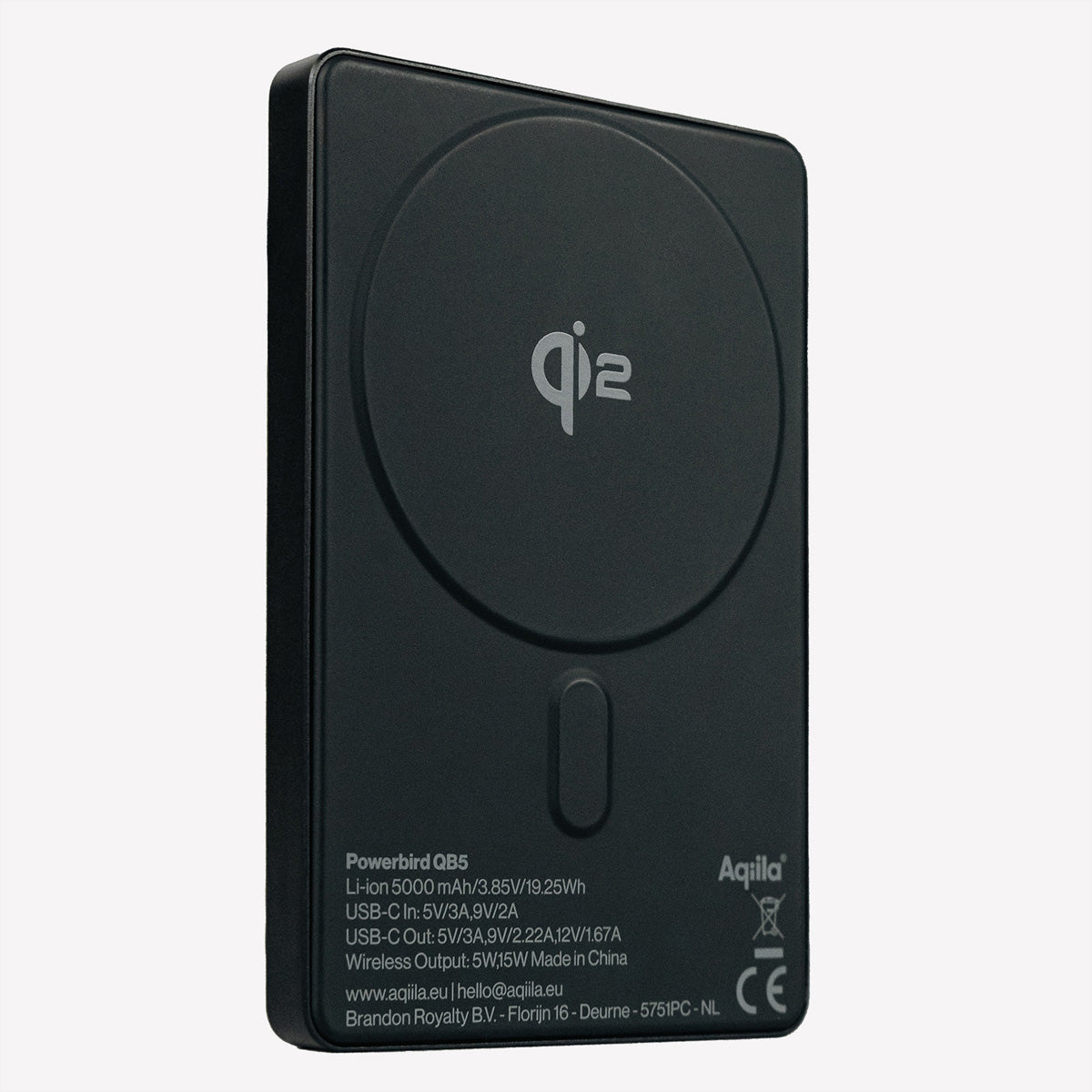 Aqiila Powerbird B5 MagSafe Powerbank 5'000 mAh – Qi2 20 W, schwarz