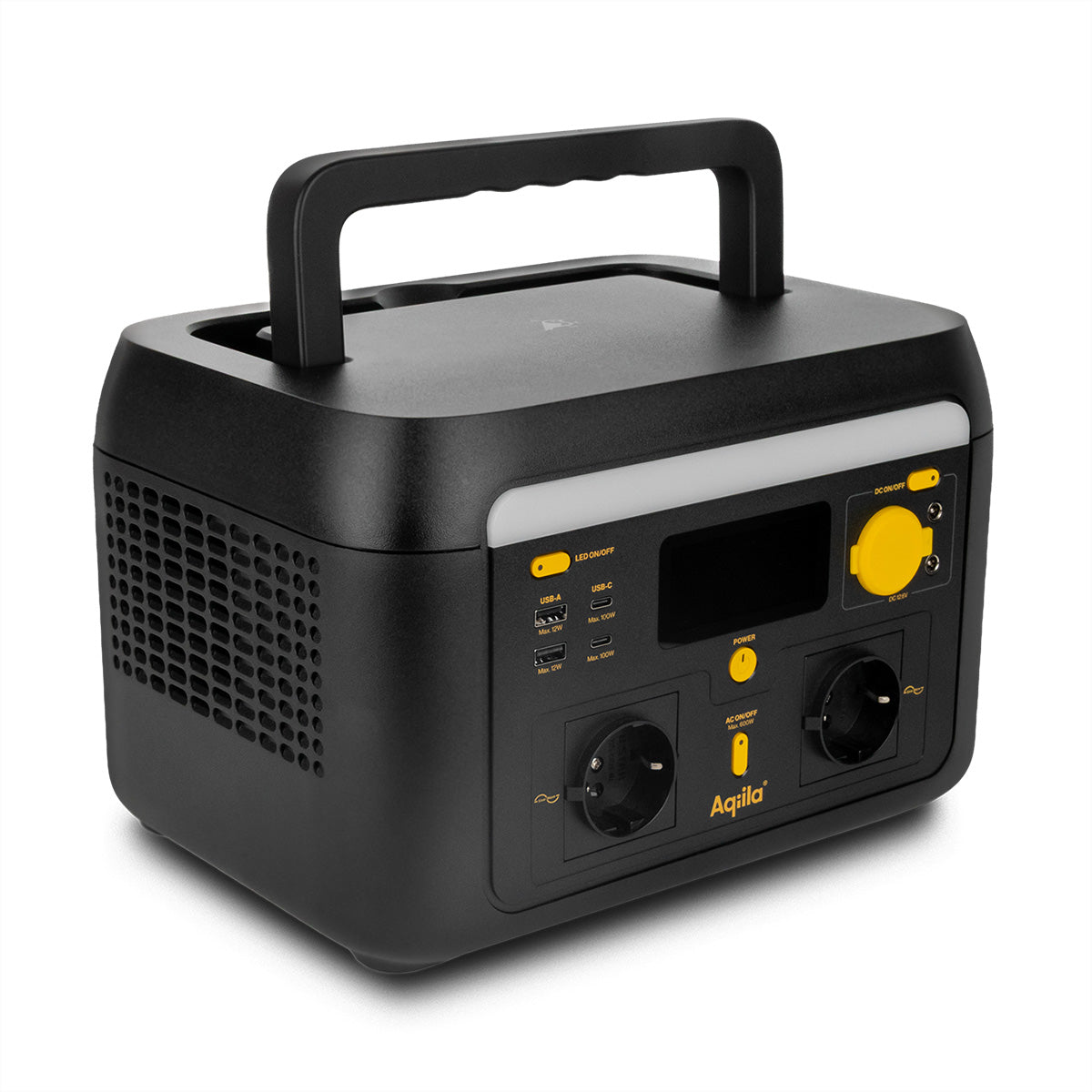 Aqiila Powerbird S600 – Powerstation, 512 Wh, 1'000 W AC, LiFePO4, 2× Schuko (Typ F), WLAN, LCD