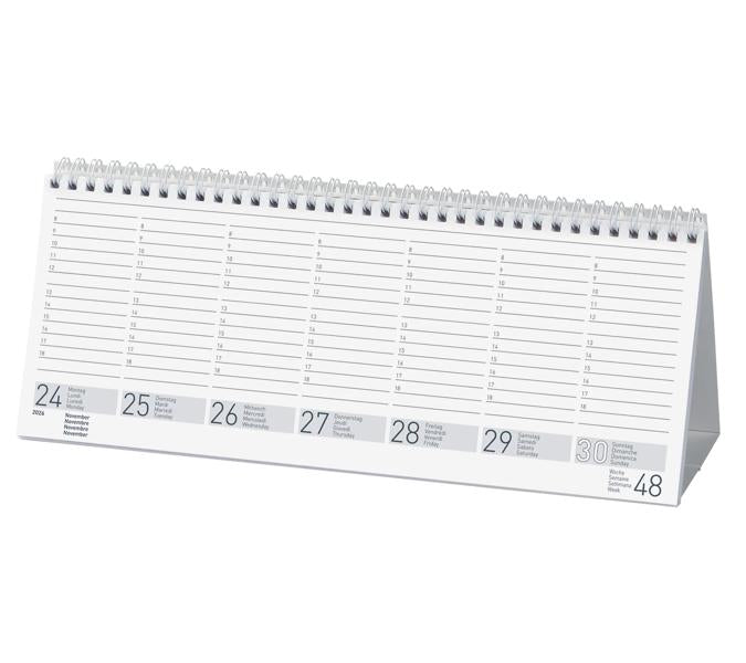 Biella Seplana Wochenplaner – 1 Woche/2 Seiten, Spiralbindung, 29,8 × 11,7 cm, Jan–Dez 2026, mit Ständer, FSC