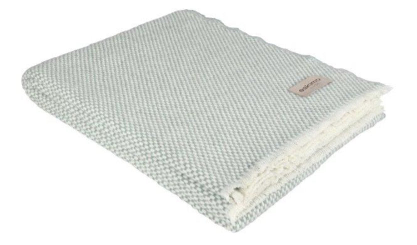 Eskimo Wohndecke Torino – 130 × 180 cm, Wolle-Mix, Salbeigrün