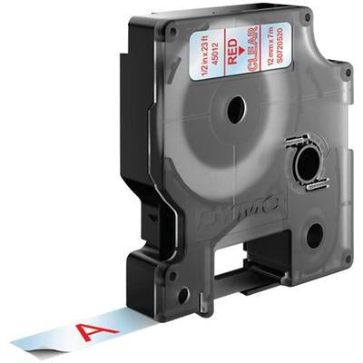 DYMO Schriftband – 12 mm × 7 m, transparent, rot – für LabelPoint 200, 250, 300, u. a. – D1